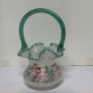 Fenton Commemorative Glass Piece with Green Accents